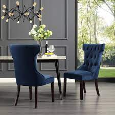 Dine like a king with these stylish, comfortable & upholstered navy chair at alibaba.com. Inspired Home Ximena Navy Velvet Button Tufted Armless Dining Chair Set Of 2 Ad90 02ny2 Hd The Home Depot