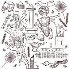 Outline Isolated Doodles Illustration Of Jakarta Indonesia Doodle Illustration Graffiti Doodles Art Poster Design