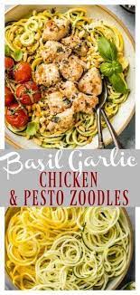 Marinated And Stir Fried Basil Garlic Chicken Served Over Fresh Squash And Zucchini Nood In 2021 Zoodle Recipes Healthy Zoodle Recipes Zucchini Noodle Recipes Healthy