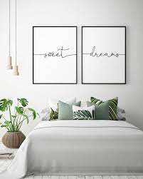 Above Bed Art Sweet Dreams Printable Art Set Of 2 Bedroom Decor Scandinavian Art Bedroom Wall Art Typography Poster Instant Download Home Decor Bedroom Bedroom Decor Bedroom Wall