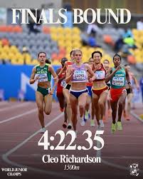 It's finals tiiiiiime for @cleorichardsonn 🔥💛💚 Our Aussie 1500m women  left no stone unturned, with @cleorichardsonn locking her spot in the final  with a lifetime best, while @_adarand left it all out