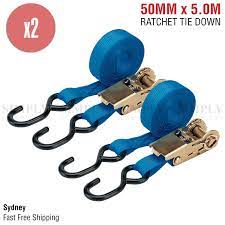 2x Ratchet Tie Down Straps Motorcycle Boat Car Trailer Truck Tiedown 50mm X 4 5m Car Trailer Tie Down Straps Ratchet
