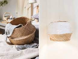 Turn any basket into a hanging pendant light with this tutorial. How To Mimic A Tiktok Trend And Turn Ikea Baskets Into Hanging Lights