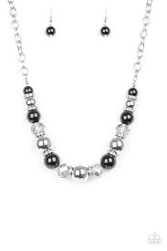 Black And Silver Ring Paparazzi Paparazzi The Camera Never Lies Black Silver And Smoky Bead Rhinestone Silver Necklace Earring Set In 2020 Large Bead Necklace Silver Necklace Set Black Necklace