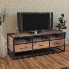 Wooden Tv Unit With Metal Frame Brown Black The Urban Port Wood Tv Unit Wood Tv Console Wooden Tv Unit