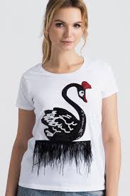 Swan Tshirt White Animal Top Free Shipping Top Ostrich Etsy Handmade Clothes Feather Tops Womens Fashion Inspiration