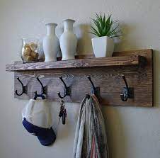 Townsend Coat Rack With Floating Shelf Etsy Rustic Coat Rack Floating Shelves Coat Rack Shelf