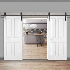 zeny 12ft double door sliding barn door hardware kit smoothly and quietly easy to install double tr garage door design double sliding barn doors barn door