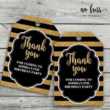Thank You Gifts For 50th Birthday Party Black And Gold Stripe Thank You Tag Favour Tag Gift Tag Editable Pdf File Instant Download Personalize At Home W Thank You Tags Favor Tags Gift Tags