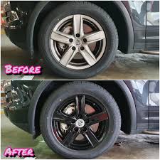 Gloss Black Rim Spray Paint Service On Porsche Cayenne Car Accessories Tyres Rims On Carousell