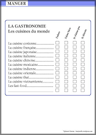 Questionnnaire J Aime Je Deteste Sur Les Cuisines Du Monde Pour Revoir Les Adjectifs De Nationalite Et L French Lessons Learn French French For Beginners