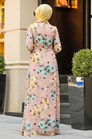 A designer piece in floral blouses women's design is made with silk and cotton material with thread works done forming a floral pattern. Women S Floral Pattern Powder Rose Modest Dress Familysouq Ae