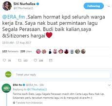 Era fm is devoted to beautiful and enticing playlists has created a place of its own among the heart of all the radio lovers of malaysia. Era Fm Kenapa Tak Mainkan Lagu Siti Nurhaliza Hiburan Mstar