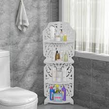 4 tier bathroom corner shelf. 4 Tier Bathroom Corner Shelf Unit Storage Bookcase Display Stand Shoe Rack White For Sale Online Ebay