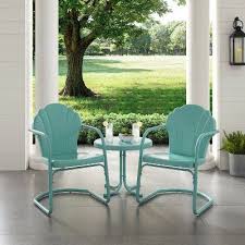 3pc Tulip Seating Set Blue Crosley In 2020 Metal Outdoor Furniture Seating Groups Furniture