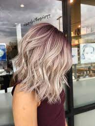 Rooty Blonde Purple Root Pink Root Purple Into Blonde A Line Bob Lob Haircut Elizabethashle Hair Styles Blonde Hair Purple Roots Medium Hair Styles