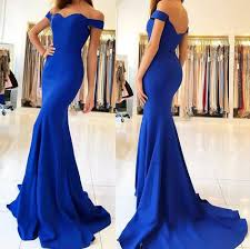 Simple Off The Shoulder Mermaid Evening Dresses Royal Blue Long Prom Dresses From Mychicdress Short Sleeve Prom Dresses Royal Blue Bridesmaid Dresses Mermaid Evening Dresses