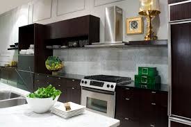 This idea of kitchen backsplash works best with kitchens that have open shelves rather than cabinets. Modern Espresso Kitchen Cabinets Design Ideas