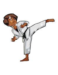 Black Woman Executing A High Kick Cartoon Vector Clipart Friendlystock Karate Martial Arts Black Women Cartoons Vector