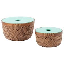 Ikea Lustigkurre Set Di 2 Cestini Con Coperchio Ikea Bamboo Storage Boxes With Lids