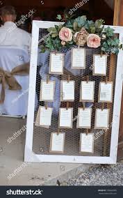 Wedding Photography Rustic Seating Chart Floral Stock Photo