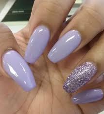 If they're applied properly with good quality products, they will make your nails look strong, healthy and the height of sophistication. Light Purple With One Glitter Nails Coffin Shaped Nails One Glitter Nails Coffin Shape Nails Acrylic Nail Designs