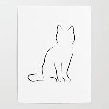 Minimalist Cat Line Drawing Poster By Peach On A Windowsill 18 X 24 Minimalist Cat Tattoo Cat Tattoo Designs Cat Tattoo Simple