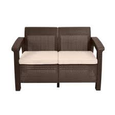 Be the first to review this product. Keter Bahamas Brown All Weather Resin Patio Loveseat With Warm Taupe Cushions 235895 The Home Depot