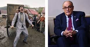 The finale of borat 2 includes a covertly shot scene with rudy giuliani, donald trump's personal attorney, sticking a hand down his pants while in a the embarrassing encounter was captured on hidden cameras after borat's daughter in the movie, tutar, staged a fake interview with giuliani by. Sacha Baron Cohen Responds To Rudy Giuliani S Borat 2 Statement