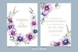 Wedding Invitation Template With Flowers Free Vector Free Vector Freepik Wedding Invitation Card Template Wedding Invitation Templates Wedding Invitations