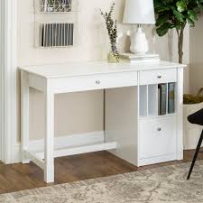 Manor Park Modern Wood Computer Desk With Keyboard Tray And Drawers White Walmart Com Walmart Com