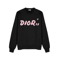 Dior X Kaws Logo Cotton Sweatshirt In Black Modesens Sweatshirts Cotton Sweatshirts Black Cotton Sweatshirt