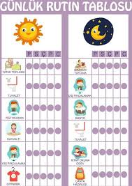 gunluk rutin tablosu 2021 davranis grafigi okul oncesi davranis grafigi egitim