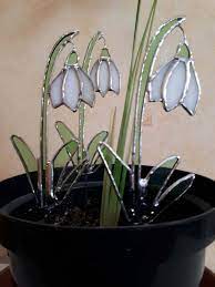Snowdrop Flower Stained Glass Plant Pot Stake Spike January Etsy Stained Glass Flowers Stained Glass Gifts Stained Glass Ornaments