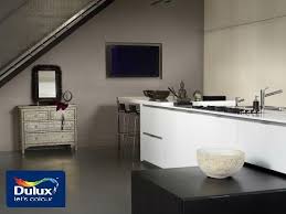 For A Similar Wall Colour For A Modern And Sophisticated Looking Kitchen Try Dulux All Mosiac Grey Al 20804 Colorful Interior Design Dulux Paint Colours Dulux