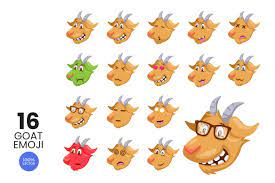 16 Cute Goat Avatar Emoji Vector Character Set By Naulicrea On Envato Elements Cute Goats Vector Character Character
