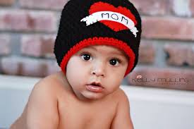 Mom Tattoo Crochet Hat Newborn Baby Photo Prop Black Red Heart Valentine