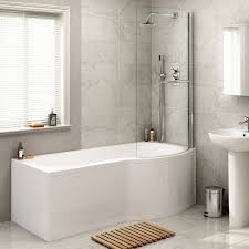 1700x850mm Right Hand P Shaped Bath With 4mm Screen Rail Front Panel Excludes End Panel Bathroom Shower Panels Bathroom Design Layout Japanese Bathroom