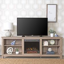 New 70 Inch Wide Fireplace Television Stand In Driftwood Finish Review Fireplace Tv Stand Tv Stand Wood Fireplace Tv