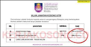 Lebih 2789 jawatan kosong kerajaan terkini dikemaskini setiap hari. Jawatan Kosong Universiti Teknologi Mara Uitm Kampus Pulau Pinang