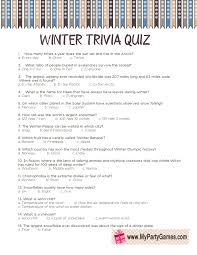 Take this quiz to test your knowledge on mythical creatures! Free Printable Winter Trivia Quiz With Answers