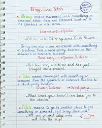 English Grammar Difference Between Bring And Take English Grammar Notes Good Vocabulary Words Learn English Words