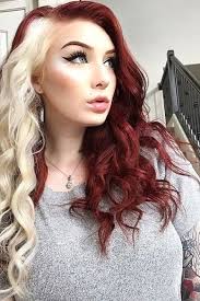 Red hair with white side lock in grunge style