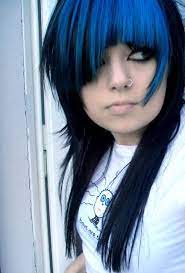 Black Emo Hair With Blue Bangs Blue Hair Highlights Blue Hair Black Hair With Blue Highlights