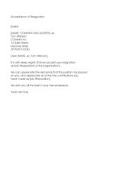 Resignation Acceptance Letter Sample Letters Resignation Letter Sample Resignation Letter Resignation Sample
