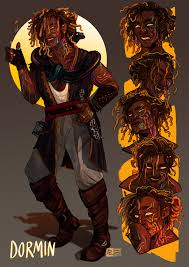 anonbea draws — character sheet and icon of Dormin the earth...