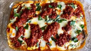 Roasted Eggplant Ricotta Spinach Bake Keto Gluten Free Youtube Spinach Bake Baked Dishes Ceramic Baking Dish