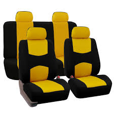 Black And Yellow Car Seats Fh Group Cloth 43 In X 23 In X 1 In Full Set Seat Covers Yellow Seat Covers Car Seats Bucket Seat Covers