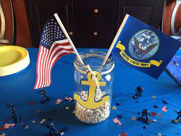 See more ideas about navy party, navy party themes, military party. Navy Centerpieces For Going Away Party For Navy Bootcamp Navy Party Themes Navy Party Decorations Navy Party