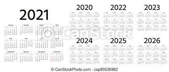 Calendrier Eag 2023 2024 Calendar 2021, 2022, 2023, 2024, 2025, 2026, 2020 Years. Vector  Illustration. Simple Template. Calendar 2021, 2022, 2023, | Canstock